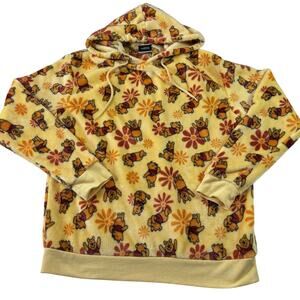 Disney Winnie the Pooh Soft Fleece Hoodie, Size M, Floral Soft Sunny Yellow